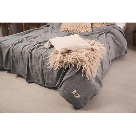 Prekrivač od muslina 210x240 tamno sivi