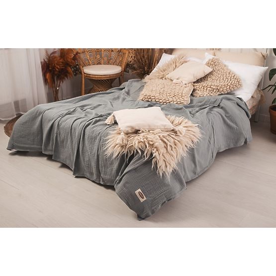 Prekrivač od muslina 210x240 tamno sivi