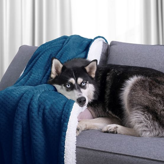 Prekrivač SHLEEPY boja indigo žakardno utisnut klasični stil 130x180