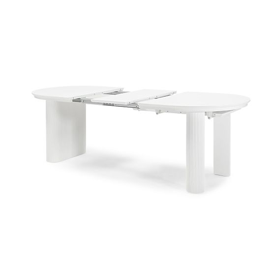 Proširivi stol Audrey 160-240 cm, ovalni, bijeli, s utorima, zaobljeni oblici