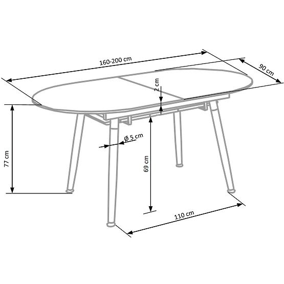 Proširivi stol CALIBER bijeli / hrast san remo (1p=1ks)