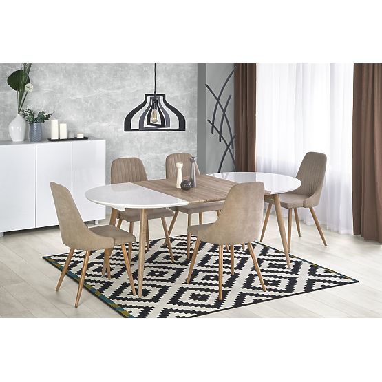 Proširivi stol EDWARD bijeli / hrast san remo (2p=1ks)