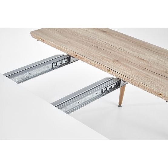 Proširivi stol EDWARD bijeli / hrast san remo (2p=1ks)