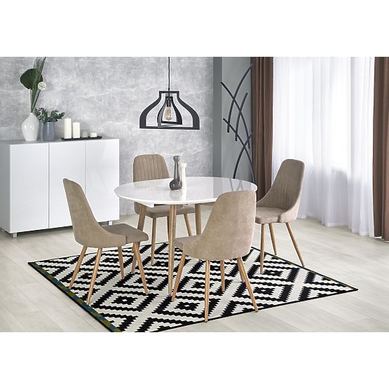 Proširivi stol EDWARD bijeli / hrast san remo (2p=1ks)