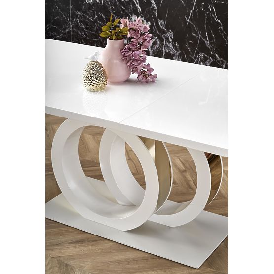 Proširivi stol GALARDO, bijeli / zlatni (3p=1ks)