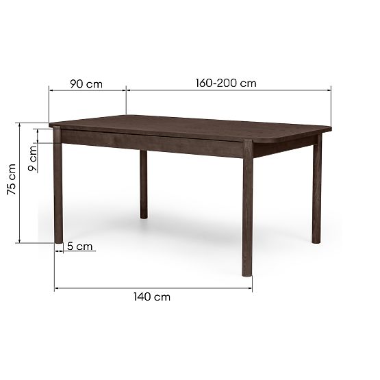 Proširivi stol Iselio 160-200 cm, pravokutni, orah