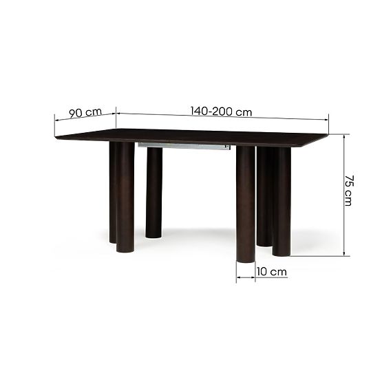 Proširivi stol Loa 140-200 cm, hrastov furnir, orah, bukovo drvo, zaobljen