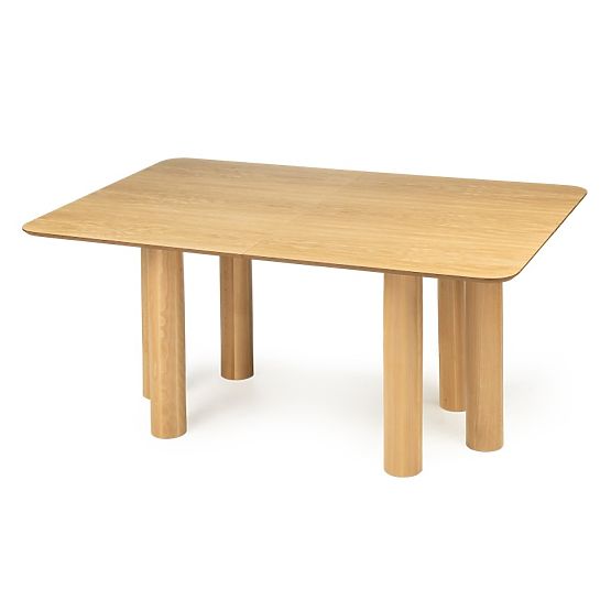 Proširivi stol Loa 140-200 cm, hrastov furnir, prirodni, bukovo drvo, zaobljen