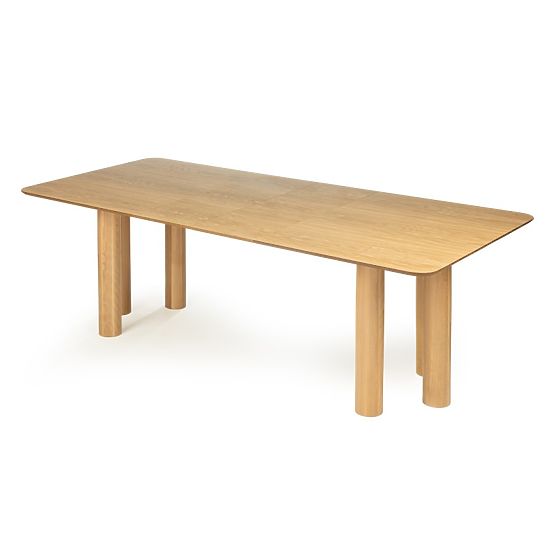 Proširivi stol Loa 140-200 cm, hrastov furnir, prirodni, bukovo drvo, zaobljen