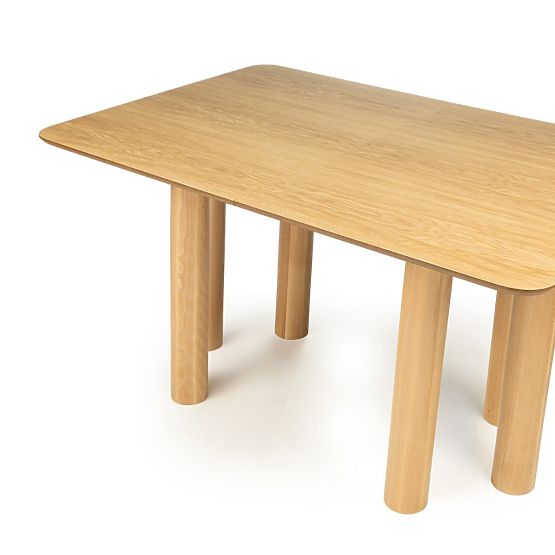 Proširivi stol Loa 140-200 cm, hrastov furnir, prirodni, bukovo drvo, zaobljen