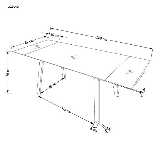 Proširivi stol LOZANO, crni mramor / orah (2p=1ks)