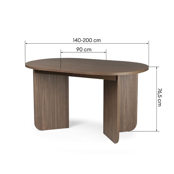 Proširivi stol Mou 140-200 cm, Orah lincoln, ovalna ploča