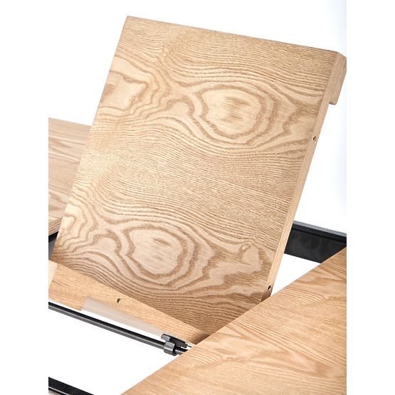 Proširivi stol VELDON, ploča - prirodni hrast, noge - crne (2p=1ks)