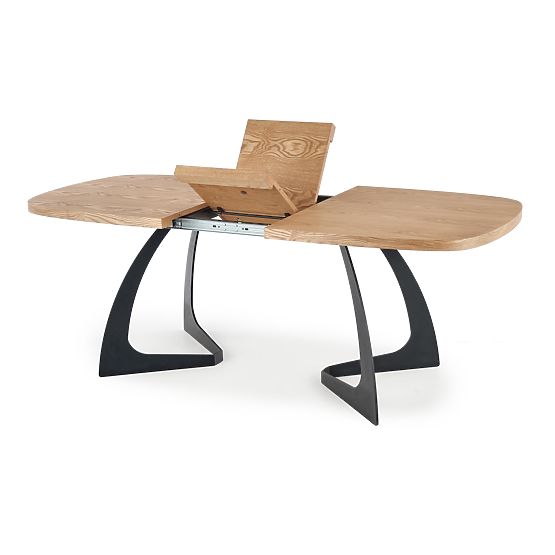 Proširivi stol VELDON, ploča - prirodni hrast, noge - crne (2p=1ks)