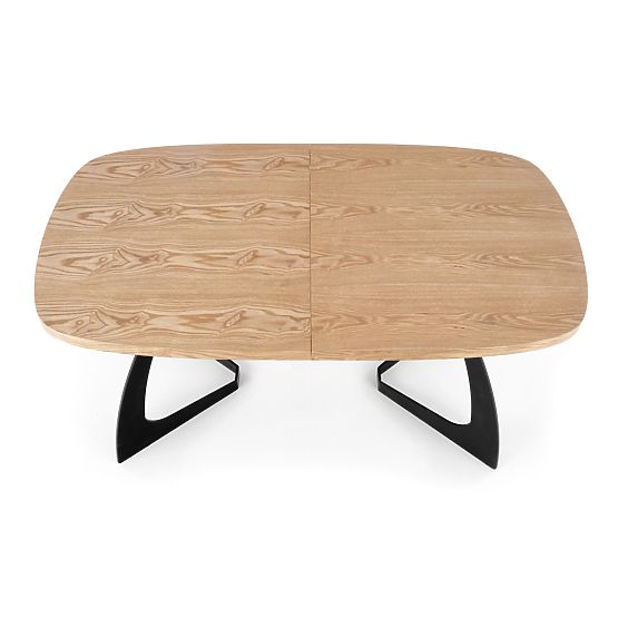 Proširivi stol VELDON, ploča - prirodni hrast, noge - crne (2p=1ks)