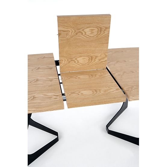 Proširivi stol VELDON, ploča - prirodni hrast, noge - crne (2p=1ks)