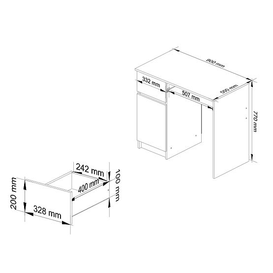 RAČUNALNI STOL 90 cm PIXEL LIJEVI PK SONOMA