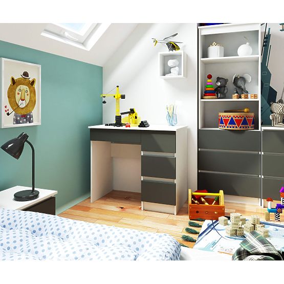 Računalni stol A-7 90 cm desni PK - bijelo-grafitno sivi