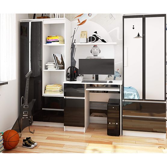 RAČUNALNI STOL PIKSEL PK CRNI SJAJ LIJEVI