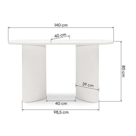 Radni stol/konzola Pauline 140 cm, bijela, letvice