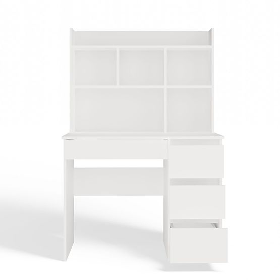 Radni stol MIJAS s nadgradnjom Bijela Mat 4 Ladice 4 Police za Ured i Soba