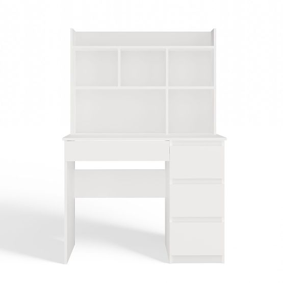 Radni stol MIJAS s nadgradnjom Bijela Mat 4 Ladice 4 Police za Ured i Soba