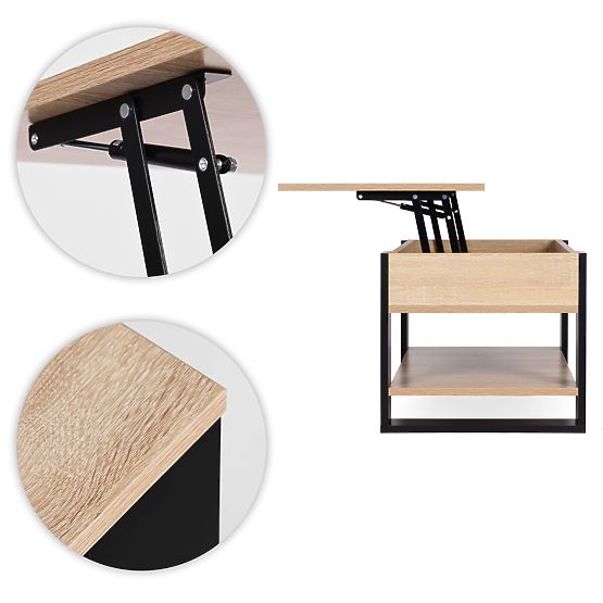 Rasklopivi konferencijski stol s podiznom pločom 90 cm prostor za pohranu polica hrast sonoma Modern