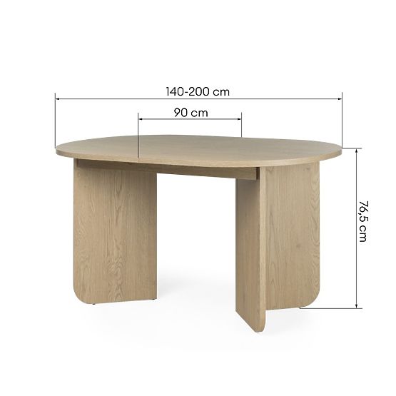 Rasklopivi stol Mou 140-200 cm, Dub Cremona Torro, ovalna ploča