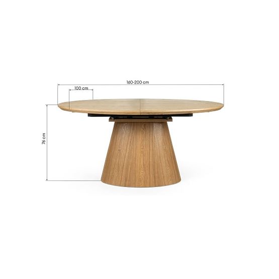 Rasklopivi stol Solan 160-200 cm, ovalni, prirodni