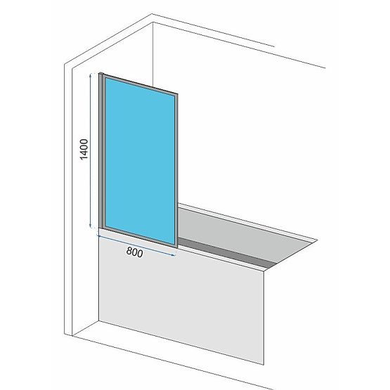 Rea Lagos-1 Fix Stalna 80 Crna Black paravan za kadu