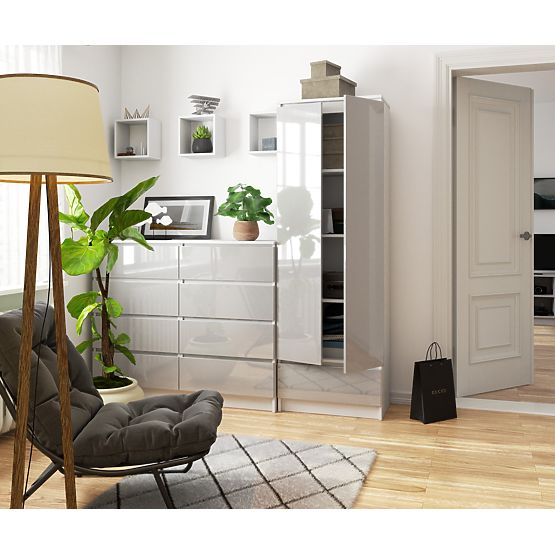 REGAL R 60 cm CLP 1 LADICA 4 POLICE BIJELA / METALIK SJAJ