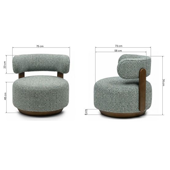 Relaksacijska fotelja Dolce, zaobljeni oblici, plavo-bež/orah