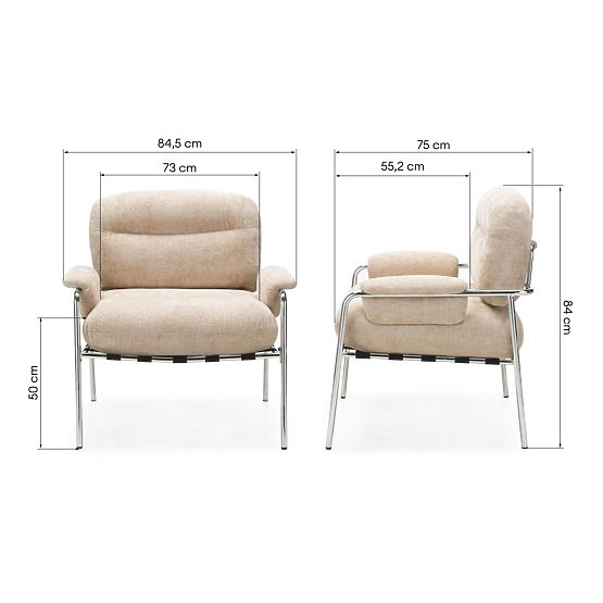 Relaksacijska fotelja Inverno bež, kromirana