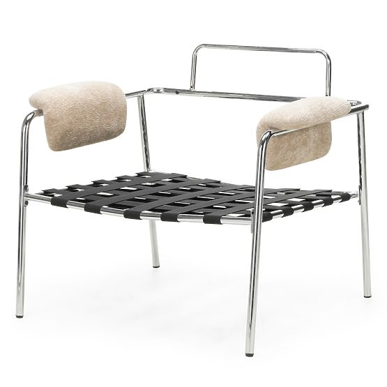 Relaksacijska fotelja Inverno bež, kromirana