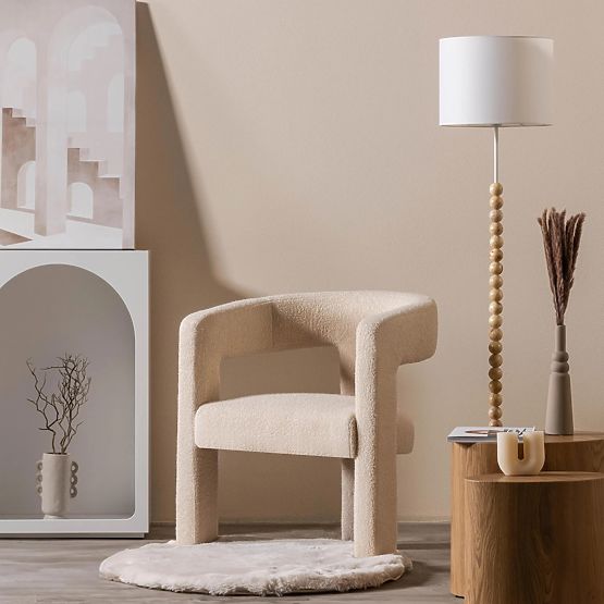 Relaksacijska fotelja Lory, boucle, bež