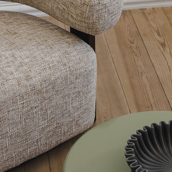 Relaksacijska fotelja Maribel bež-siva/orah, zaobljen oblik