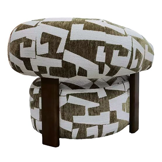 Relaksacijska fotelja Maribel maslinasto-krem/orašasti, zaobljeni oblici