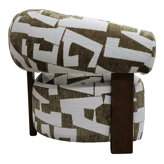 Relaksacijska fotelja Maribel maslinasto-krem/orašasti, zaobljeni oblici