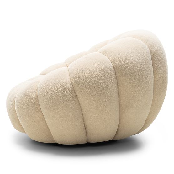 Relaksacijska fotelja Venezia bež s okretnom bazom, boucle, obli oblici