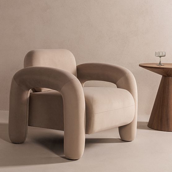 Relaksacijska fotelja Vico, svijetlo bež, baršunasta