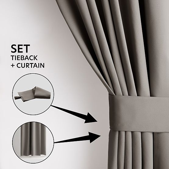 RESTILO BLACKOUT zavjesa bež boje, traka za pričvršćivanje, klasični stil, traka, blackout materijal