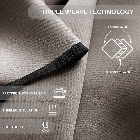 RESTILO BLACKOUT zavjesa bež boje, traka za pričvršćivanje, klasični stil, traka, blackout materijal