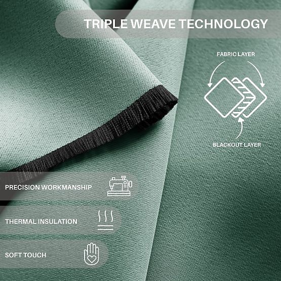 RESTILO BLACKOUT zavjesa boja menta, petlja, klasični stil, srebrni prstenovi, materijal bl