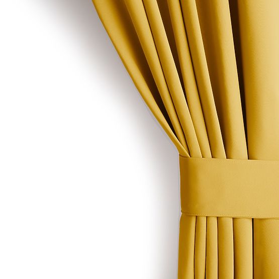 RESTILO BLACKOUT zavjesa boja senfa, klasični stil, srebrni prsteni, materijal