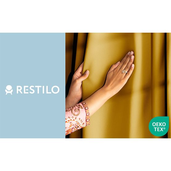 RESTILO BLACKOUT zavjesa boja senfa, klasični stil, srebrni prsteni, materijal