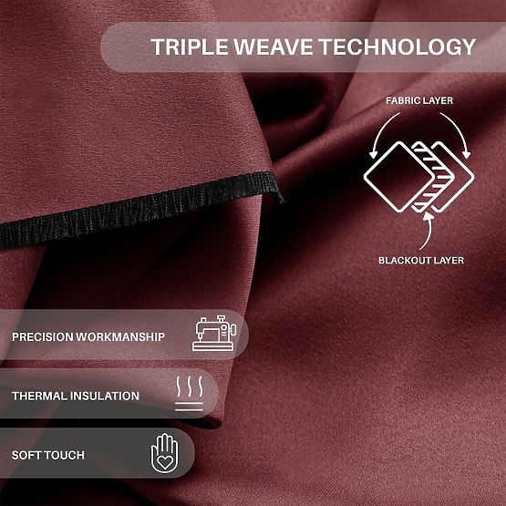 RESTILO BLACKOUT zavjesa crvena boja, vezica za skupljanje, klasični stil, srebrni prstenovi, materi