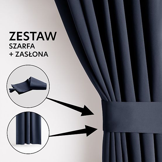 RESTILO BLACKOUT zavjesa indigo boje, klasični stil, srebrne ušice, materijal bla