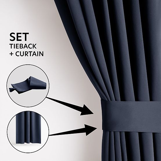 RESTILO BLACKOUT zavjesa indigo boje, klasični stil, srebrne ušice, materijal bla