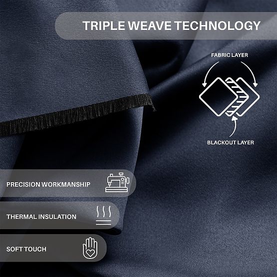 RESTILO BLACKOUT zavjesa indigo boje s klasičnim stilom, srebrne ušice, materijal bla