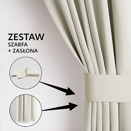 RESTILO BLACKOUT zavjesa krem boje, klasični stil, srebrni prstenovi, materijal bl